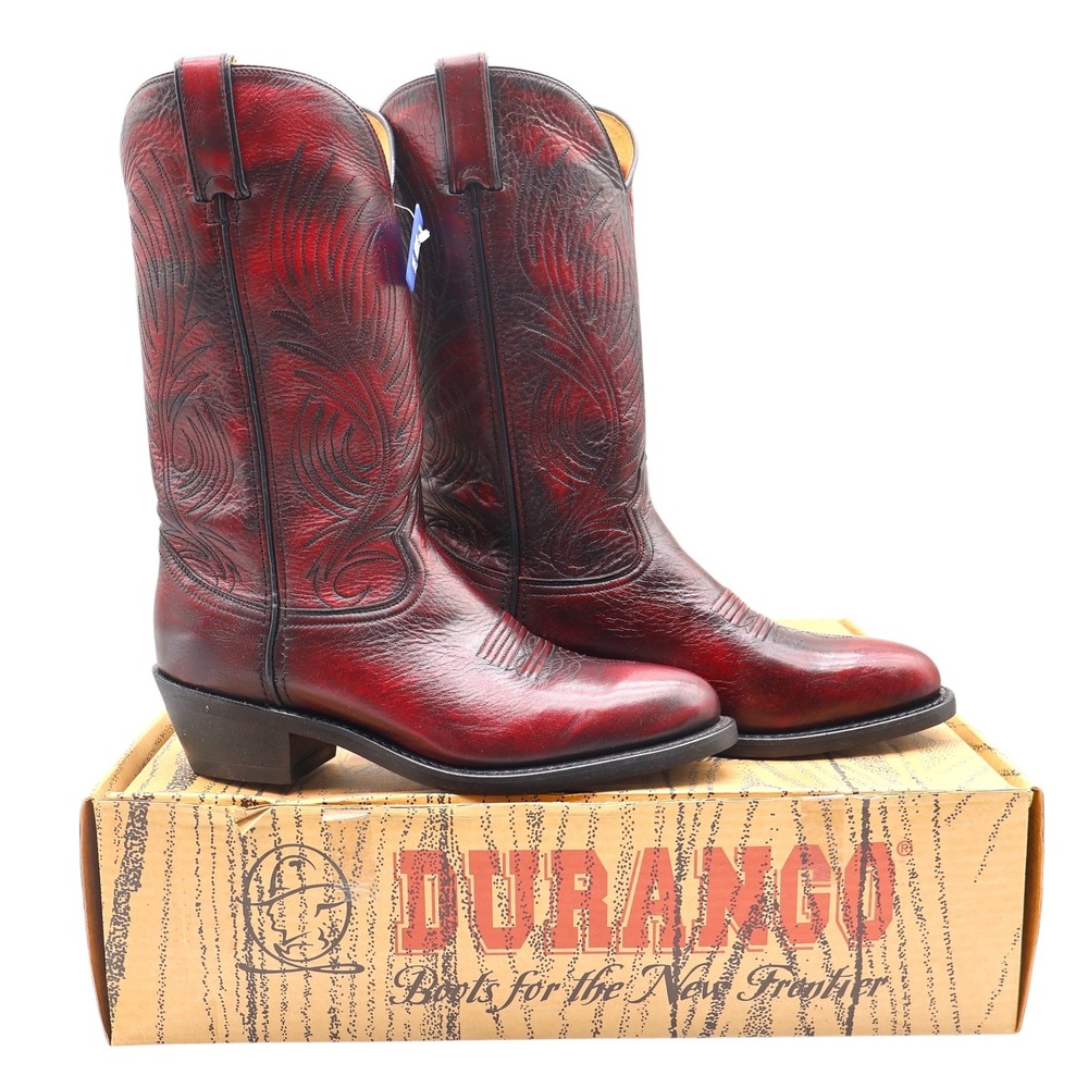 Durango Cowboy Boots Mens 8 D Vintage 2005 Black Cherry Leather Western SW4225